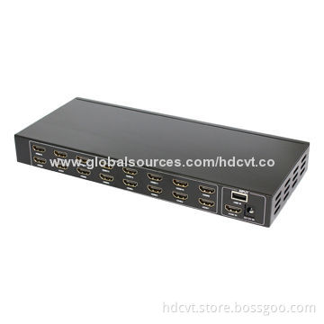 HDMI Splitter, 1 to 16 with USB Multimedia Play, 12V DC Power Supply